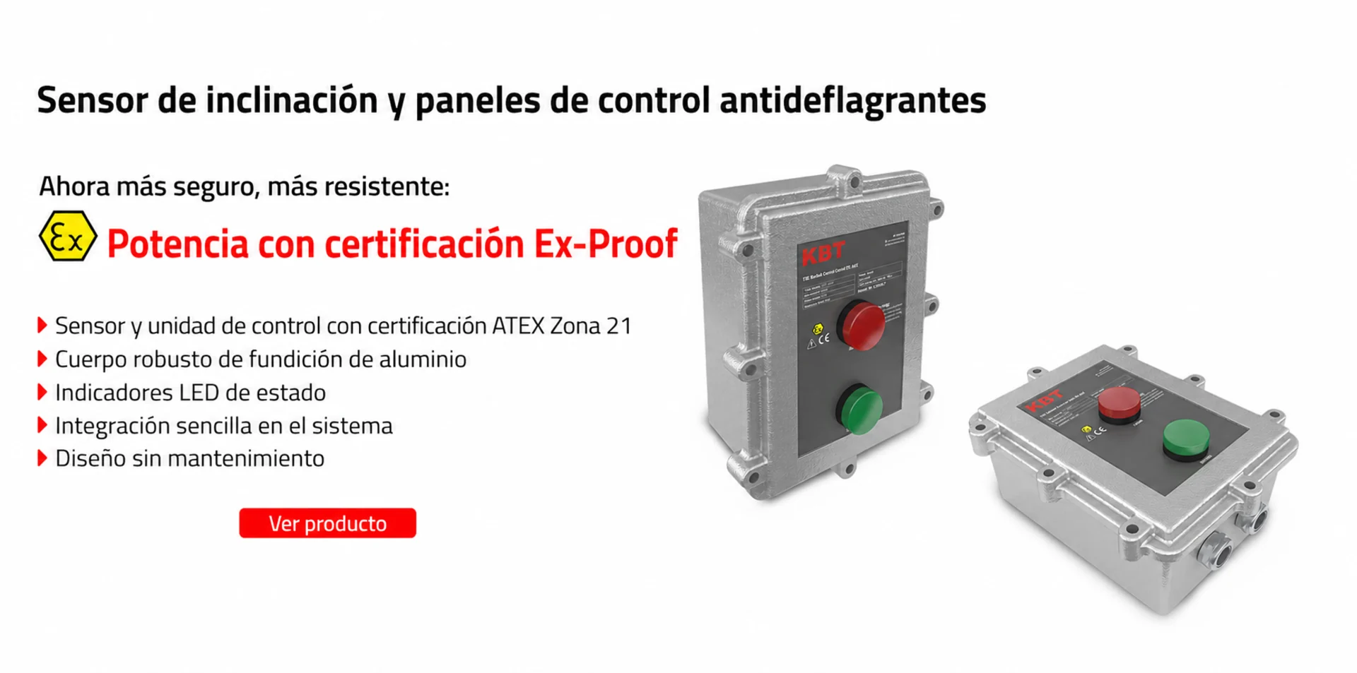 Sensor de inclinación y paneles de control antideflagrantes
